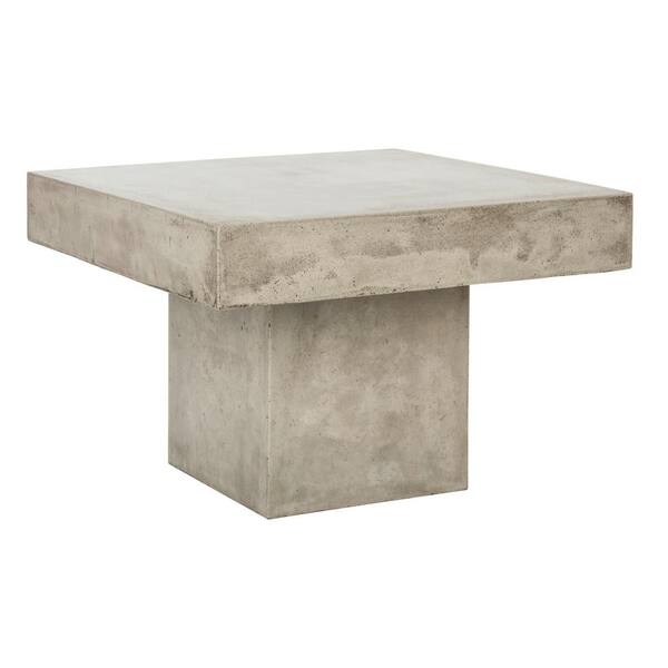 Safavieh Tallen Dark Gray Square Stone, Square Cement Outdoor Coffee Table