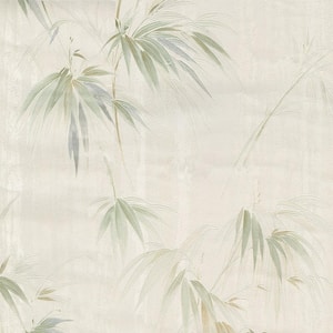 Evangeline, Atlis Neutral Bamboo Vinyl Pre-Pasted Wallpaper Roll (covers 56.4 sq. ft.)