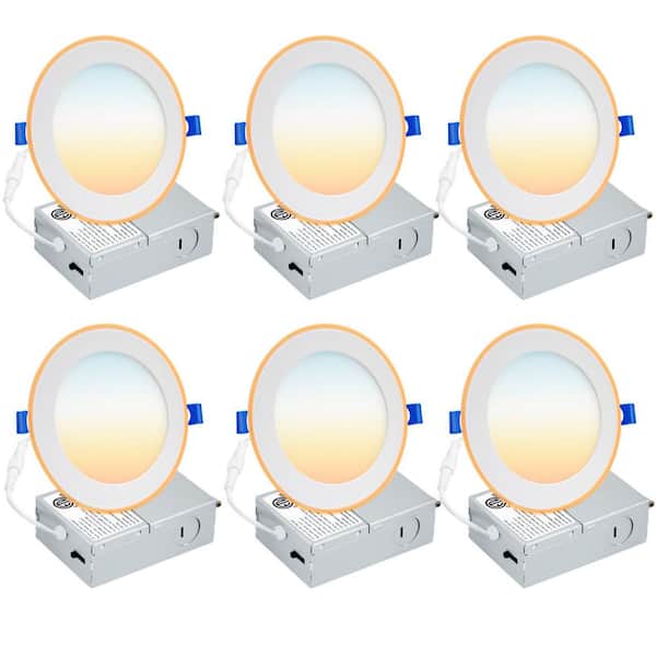 6 in. 5CCT Color Selectable Recessed LED Downlight with Night Light 1050 Lumens LED Recessed Ceiling Lights (6-Pack)