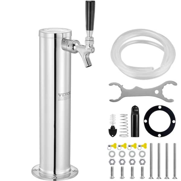 VEVOR Single Faucet Draft Beer Tower Dispenser Silver Stainless Steel ...