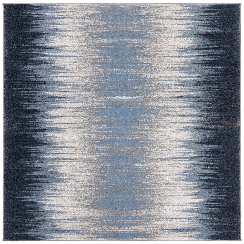 Celestial Abstract Blue 59" Square Synthetic Area Rug