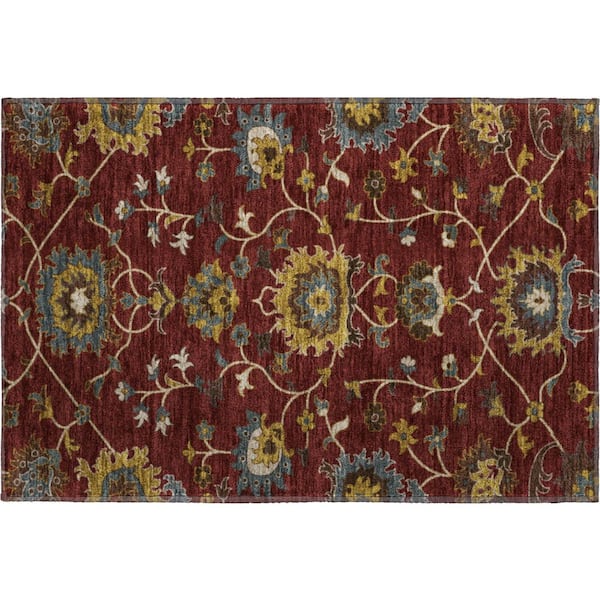 Mayfield Premium Machine Washable Abstract AMF2290 Burgundy 2 ft. x 3 ft. Accent Rug