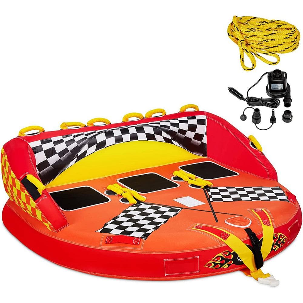 AIRHEAD HD-3 Hot Dog Triple Rider Towable Inflatable Person Boat Lake Tub - 1
