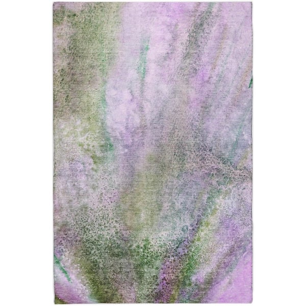 Dream Shag Premium Machine Washable Abstract ADS505 Purple 5 ft. x 7 ft. 6 in. Area Rug
