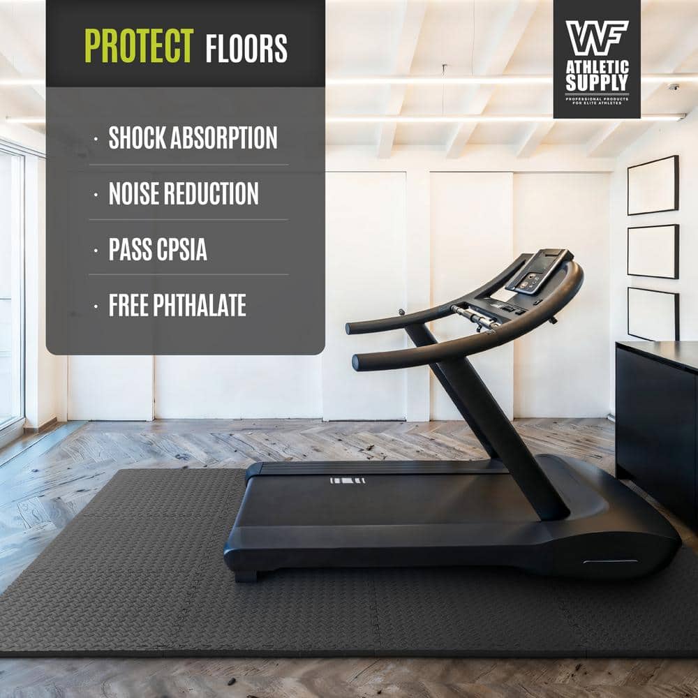 Black Diamond Pattern Interlocking EVA Foam Gym Floor Tiles, 24 x 24 Inch