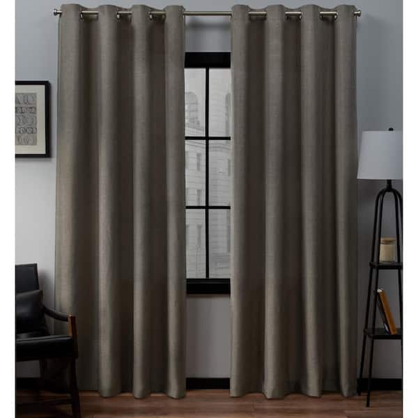 EXCLUSIVE HOME Loha Cafe Solid Light Filtering Grommet Top Curtain, 54 in. W x 96 in. L (Set of 2)