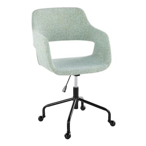 Margarite Fabric Adjustable Height Office Chair in Light Green Fabric & Black Metal with Arms