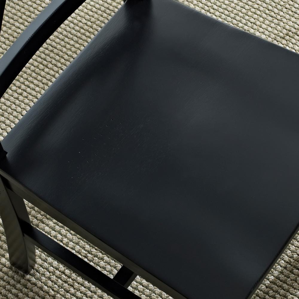 Elegant Black Wood Cross-Back Dining Chairs, Set of 2
