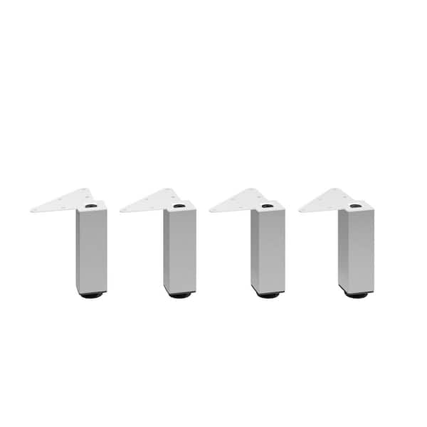 Richelieu Hardware (4-Pack) 5 15/16 in. (150 mm) Stainless Steel Metal Square Furniture Leg with Leveling Glide
