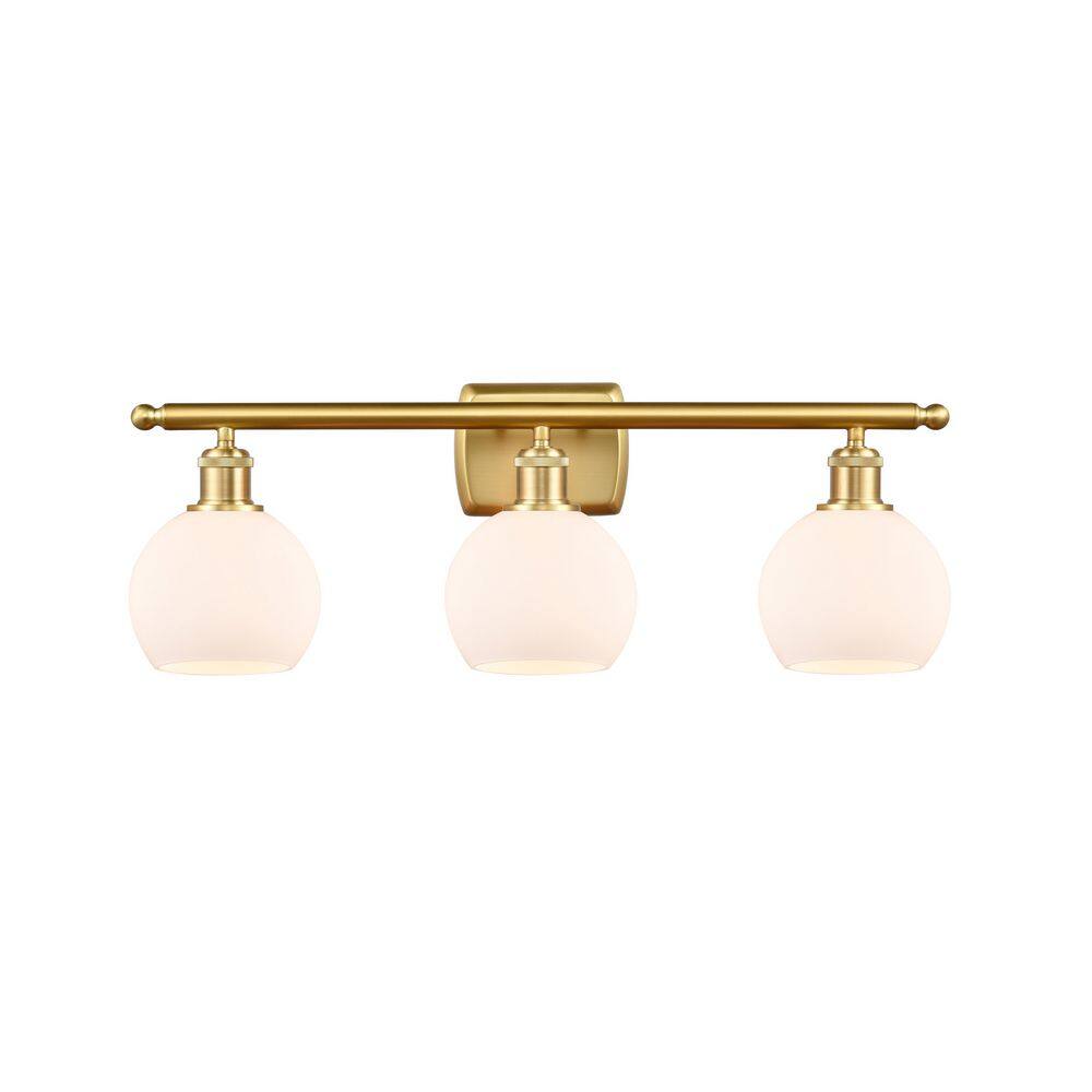 Athens 26 in. 3-Light Satin Gold Vanity Light with Glass Shade price history on PriceWatchPro