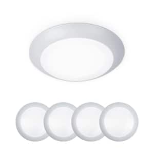 Disc 6 in. 1-Light White LED Flush Mount (4-Pack)