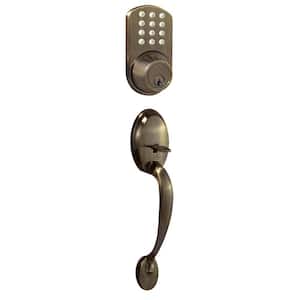 Antique Brass Keyless Entry Deadbolt and Door Handleset Lock with Electronic Digital Keypad