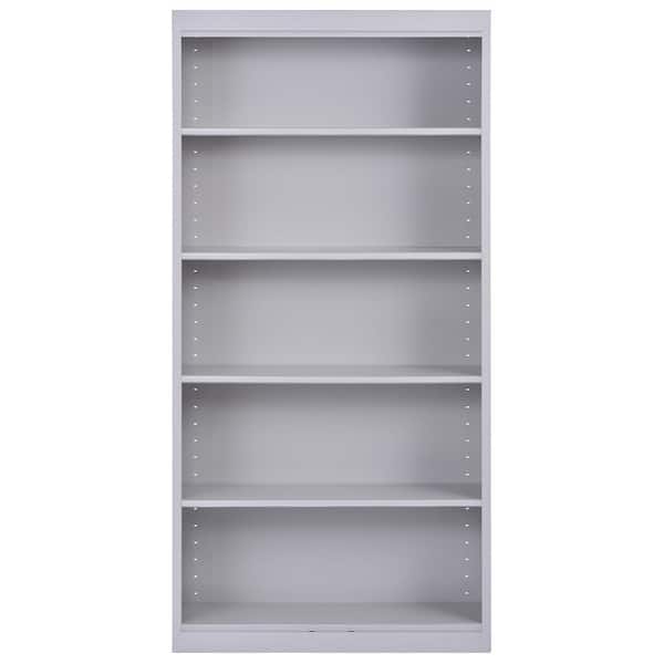 Welded Steel Bookcase ( 36 in. W x 72 in. H x 12 in. D ) Freestanding Cabinet in Dove Gray