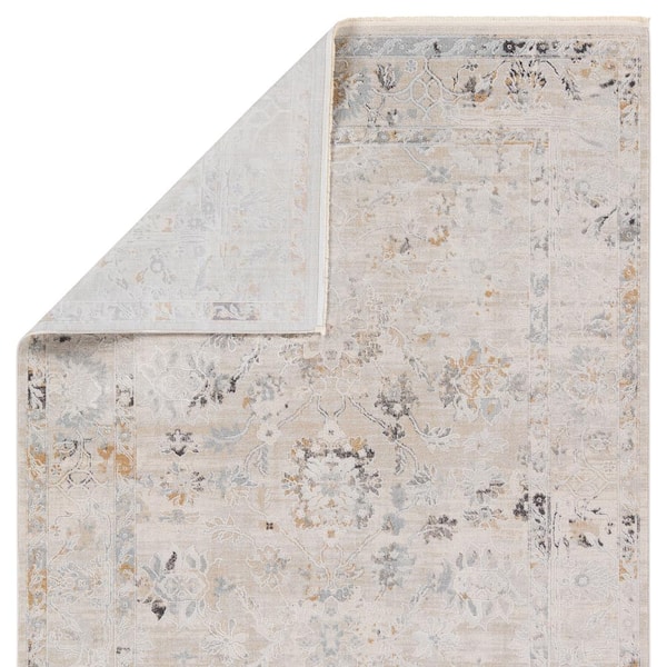 Trifine 6 X 9 Floral Gray/Cream Area Rug