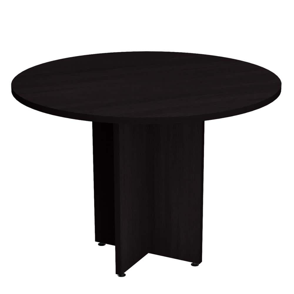 Espresso Round Engineered Wood Conference Table with Dark Finish