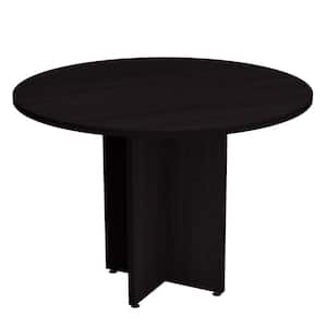 120 in. W Round Espresso Wood Conference Table Desk