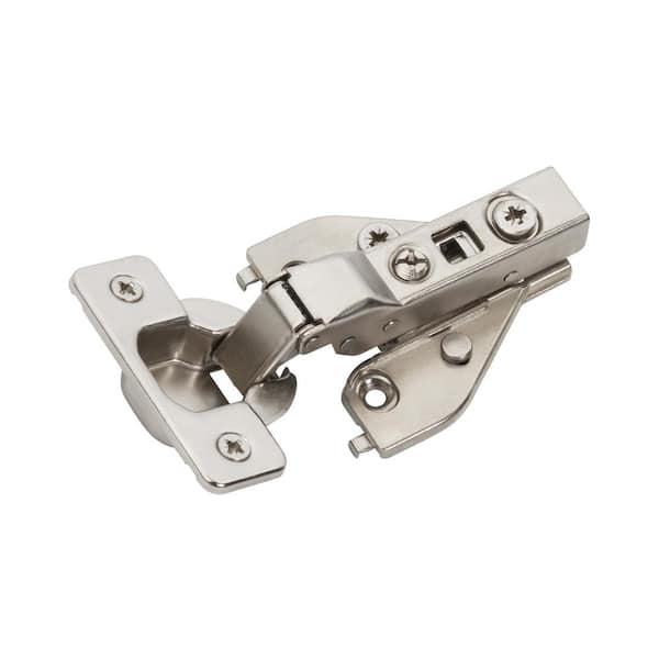 Nickel 1/2 in.  13mm  Overlay Face Frame Soft Close Euro Concealed Cabinet Hinges (2-Pack)