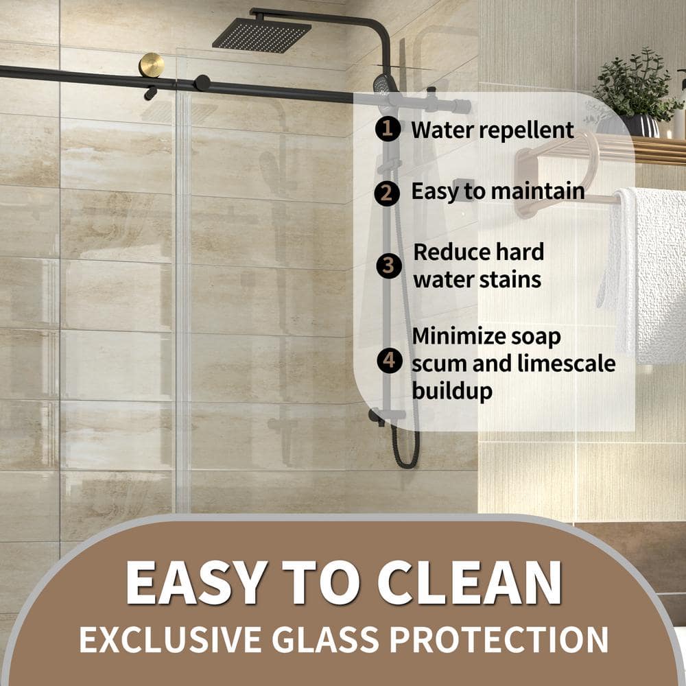Matte Black Frameless Sliding Shower Door with Clear Glass