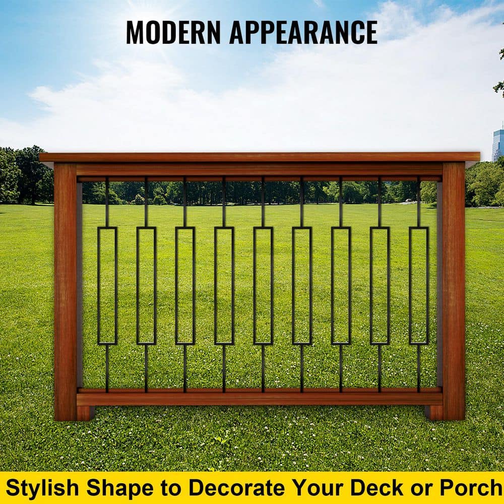 Black Powder-Coated Iron Deck Baluster Set for Stairs and Porch