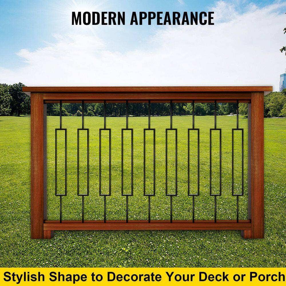 Black Powder-Coated Iron Deck Baluster Set for Stairs and Porch