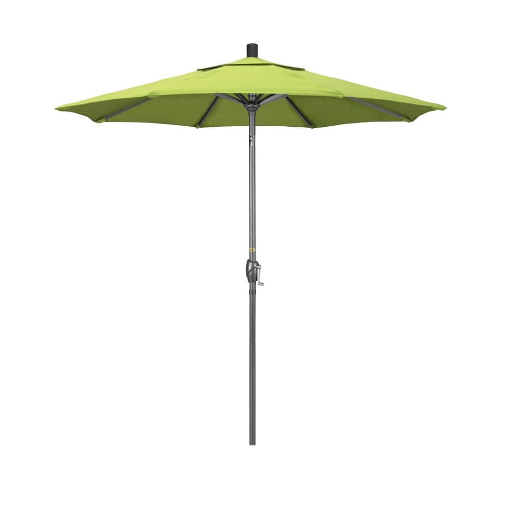7.5 ft. Grey Aluminum Market Push Button Tilt Crank Lift Patio Umbrella in Parrot Sunbrella price history on PriceWatchPro