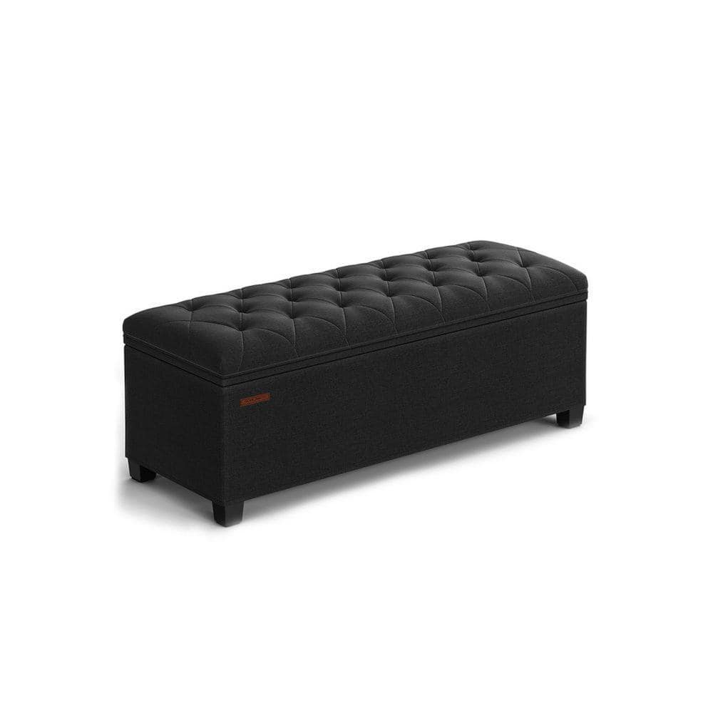 Benjara 42.9 in. Black Backless Bedroom Bench with Tufted Seat and ...