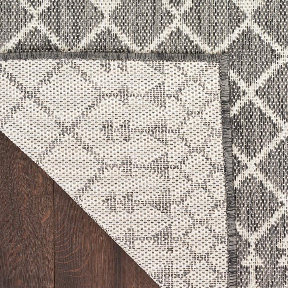 Charcoal Moroccan Trellis Flatweave 4' x 6' Outdoor Rug