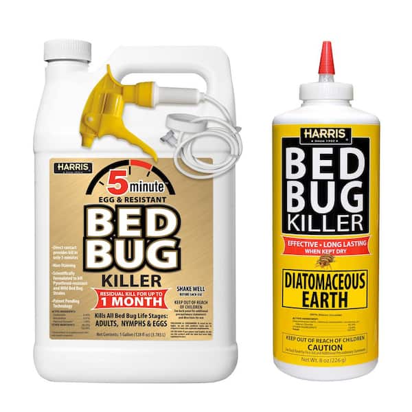 1 Gal. 5-Minute Professional Formula Egg and Resistant Bed Bug Insect Killer and 8 oz. Diatomaceous Earth Bed Bug Killer