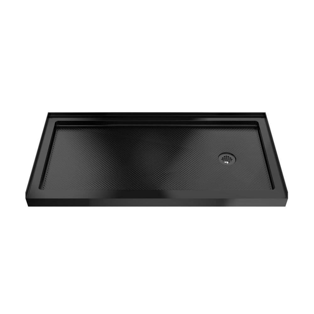 SlimLine 60 in. L x 34 in. W Alcove Rectangular Black Shower Pan Base with 2 in. Round Right Drain in Matte Black price history on PriceWatchPro
