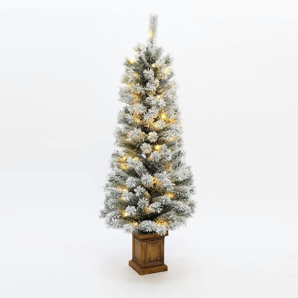クリスマスツリー電飾付き約137cm4.5Ft Pre-LitFlockTree クリスマスツリー電飾付き約137cm4.5Ft Pre-LitFlockTree