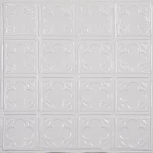 Pattern #35 in Bright White Satin 2 ft. x 2 ft. Nail Up Tin Ceiling Tile (20 sq. ft./Case)