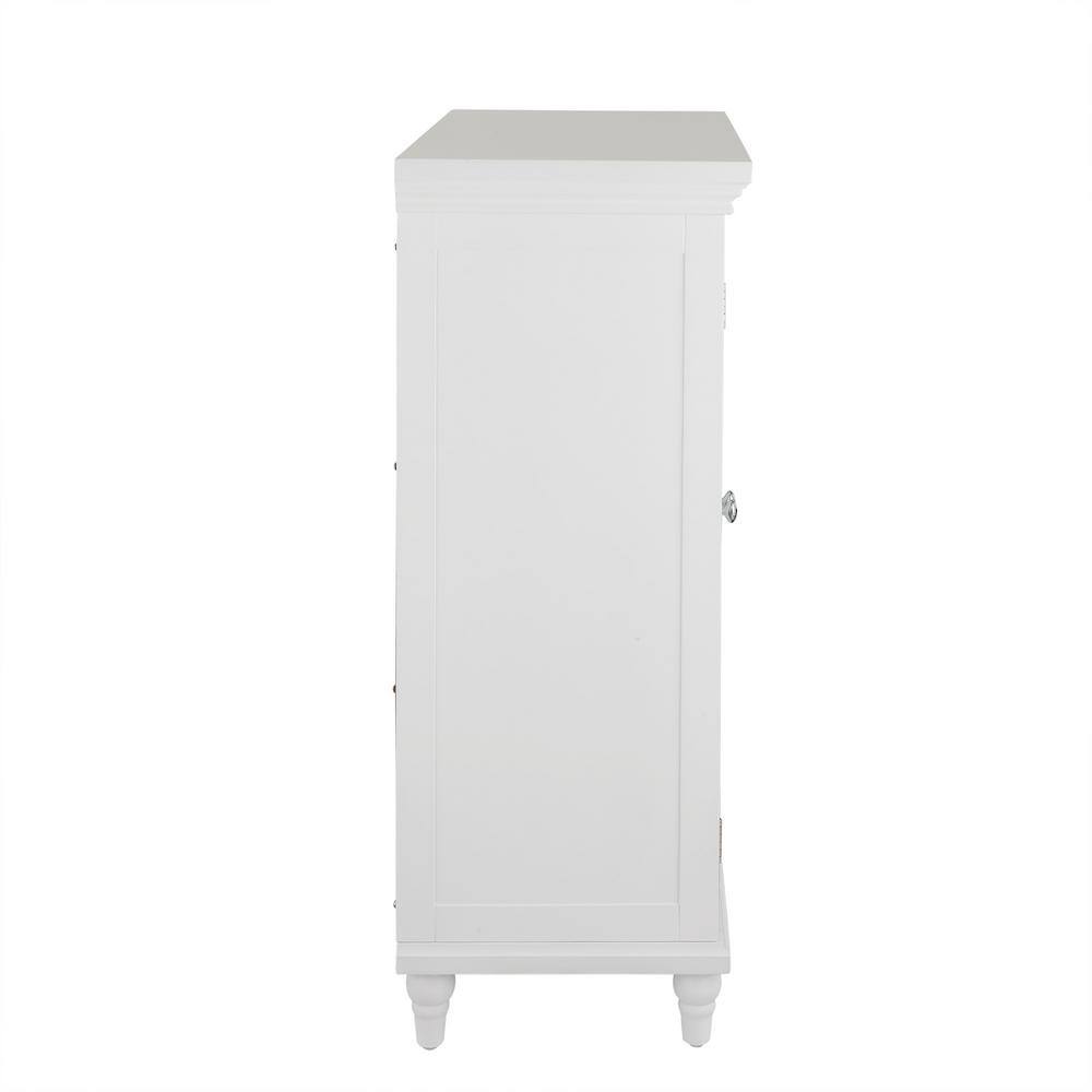 Elegant Florence White Wooden Floor Cabinet with Adjustable Glass Shelves