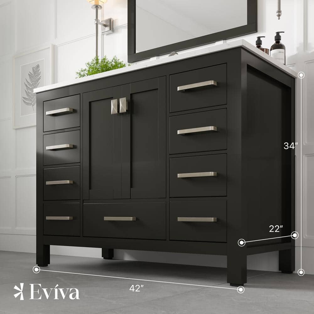 Espresso 42'' Transitional Single Vanity with Carrara Marble Top