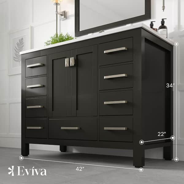 Aberdeen 42 in. W x 22 in. D x 34 in. H Single Bath Vanity in Espresso with White Carrara Marble Top with White Sink