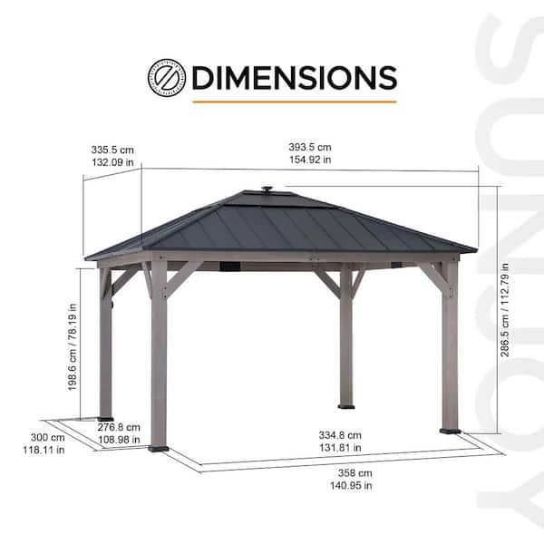 Sunjoy 11 ft. x 13 ft. Grayden Cedar Framed Gazebo with