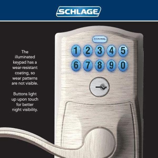 Plymouth Satin Chrome Electronic Keypad Door Lock with Elan Handle and Flex Lock