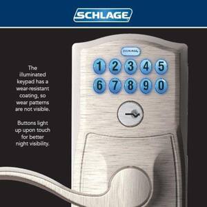 Plymouth Satin Chrome Electronic Keypad Door Lock with Elan Door Lever