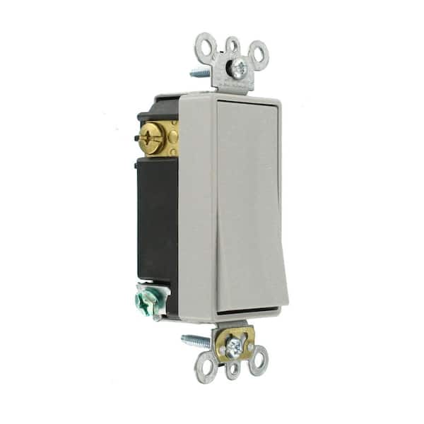 15 Amp Decora Plus Commercial Grade Single Pole Double-Throw Center-Off Maintained Contact Rocker Switch, Gray 5685-2GY
