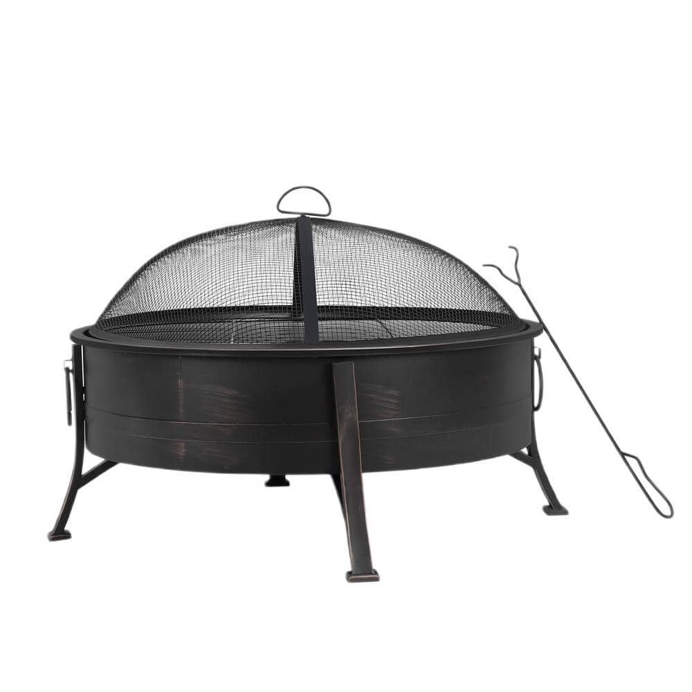 Oumilen 2-in-1 Fire Pit and Grill with Spark Guard in Black KLF-16008B ...