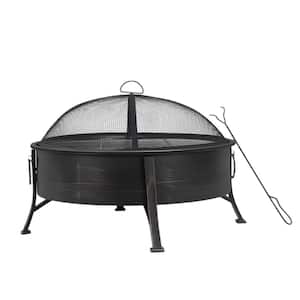 2-in-1 Fire Pit and Grill with Spark Guard in Black