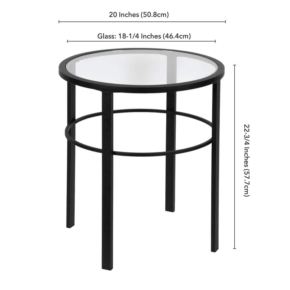 20" Blackened Bronze and Glass Round Side Table