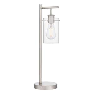 Regan 20 in. Brushed Nickel Table Lamp with Clear Glass Shade