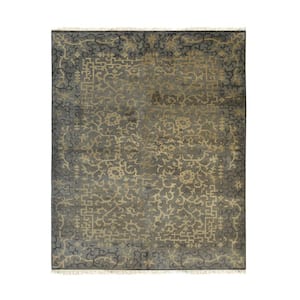 Black Handmade Wool Transitional Ningxia Rug, 9'6 x 13'8