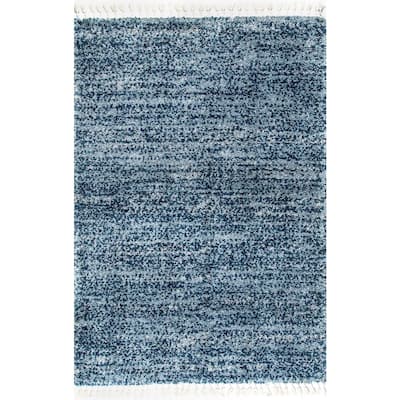 Contemporary Brooke Blue 8 ft. x 11 ft. Shag Area Rug