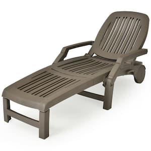 brown plastic sun loungers