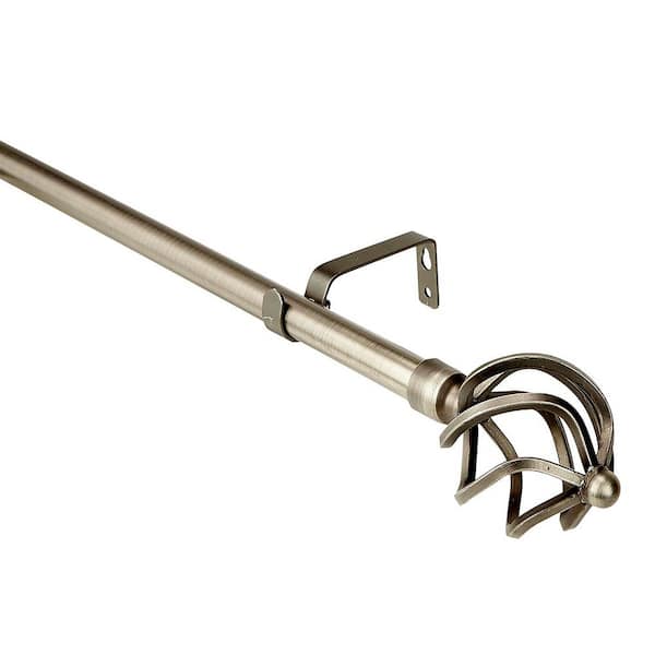 Home Details Royal Twist 48 to 86 in. Single Curtain Rod in Satin Nickel