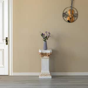 Fiberglass White and Gold Roman Style Column Ionic Piller Pedestal Vase Stand - Photography Props - 27 in.