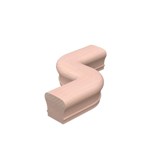 Stair Parts 7247 Unfinished Red Oak Right-Hand 5 in. Centerline S Handrail Fitting