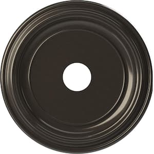 Traditional 19 in. O.D. x 3-1/2 in. I.D. x 1-1/2 in. P Thermoformed PVC Ceiling Medallion Metallic Charcoal
