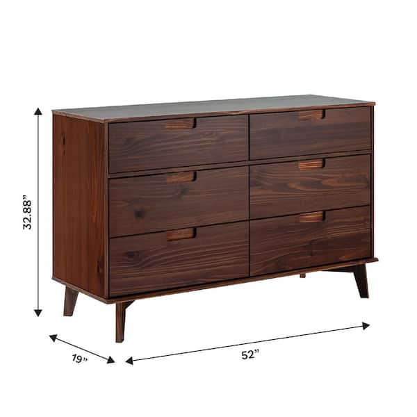 Walker Edison Furniture Company Sloane Mid-Century Modern Walnut 6-Drawer 52 in. Solid Wood Dresser HD10000 - The Home Depot Walker Edison Furniture Company Sloane Mid-Century Modern Walnut 6-Drawer 52 in. Solid Wood Dresser HD10000 - The Home Depot